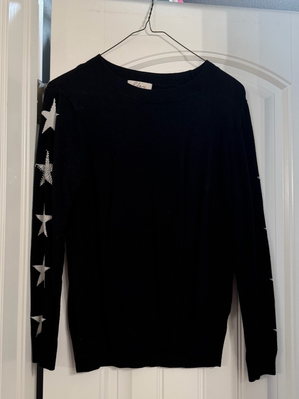 Elan Black Embellished Crewneck Sweater